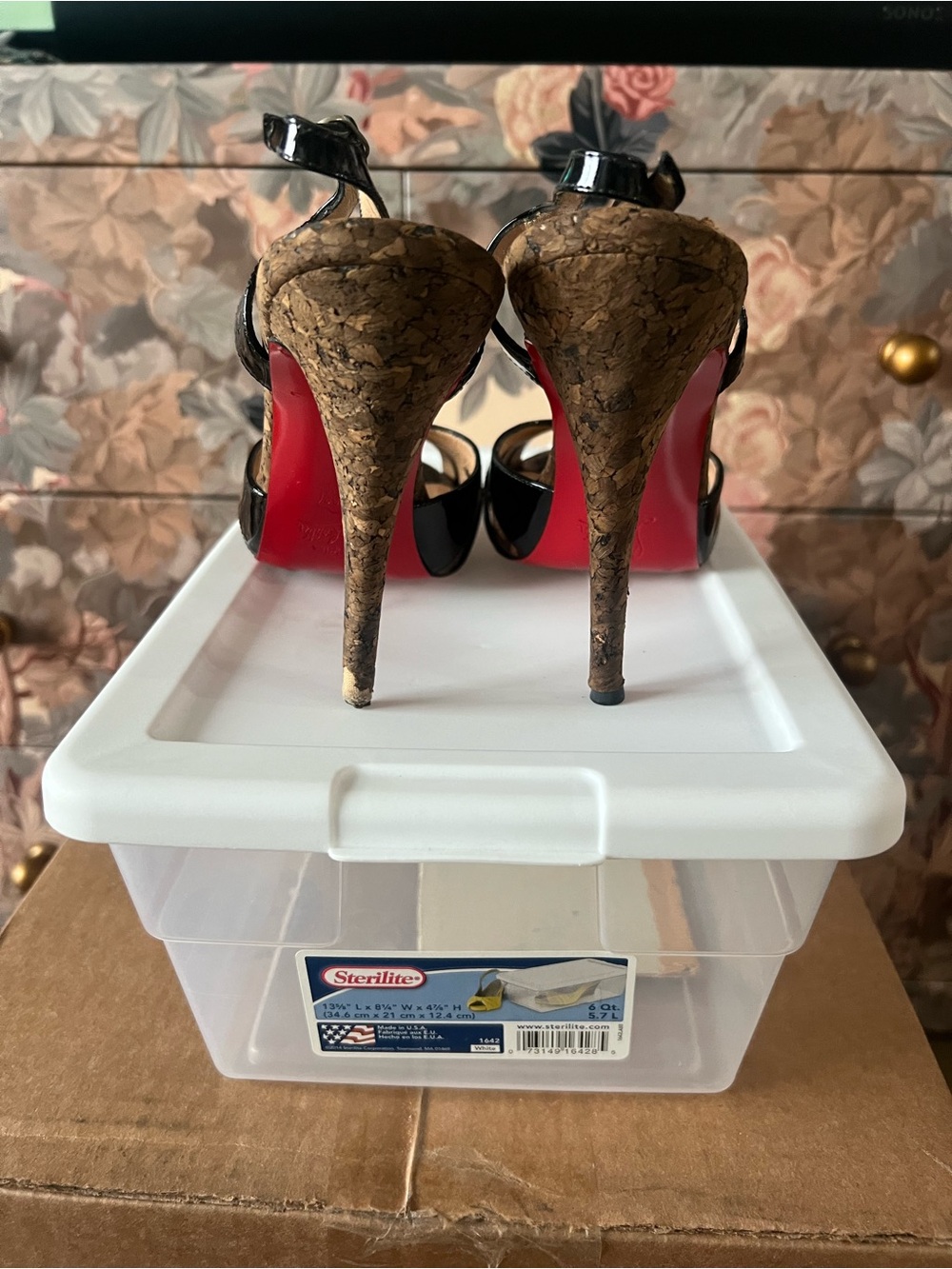 Christian Louboutin Black Patent Leather T-Strap Platform Sandals - Picture 3 of 6